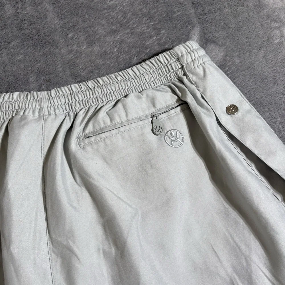 Vtg Break Away Side Snap Track Pants OMW Grey Shiny Size Medium Read Des